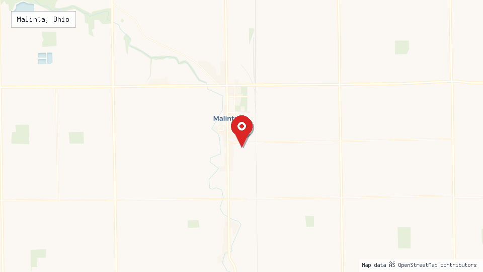Street map of Malinta, Ohio with location pin