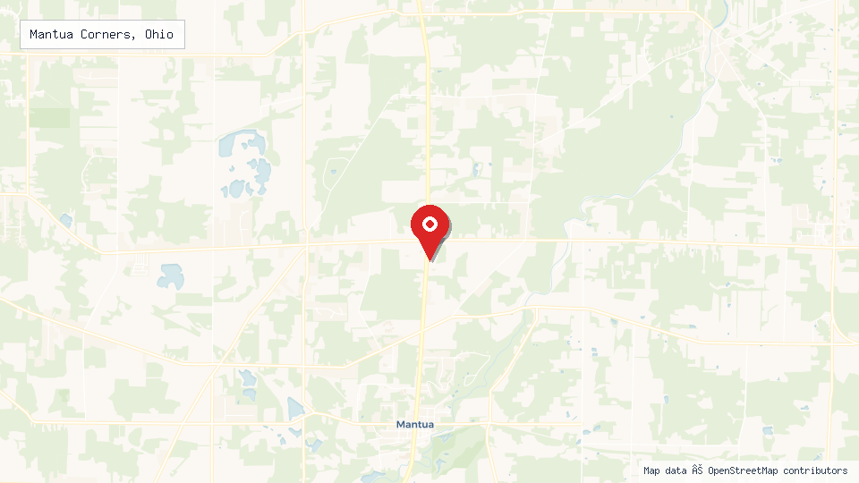 Street map of Mantua Corners, Ohio with location pin