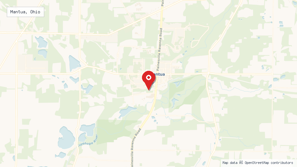 Street map of Mantua, Ohio with location pin