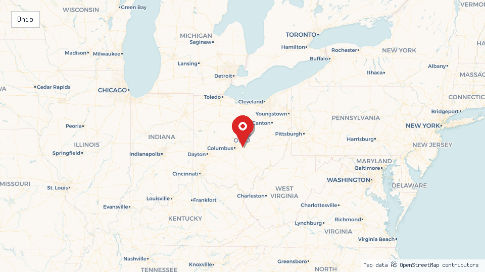 Street map of Ohio with location pin