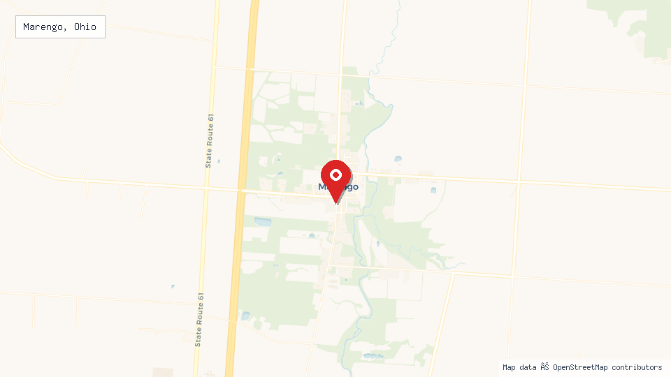 Street map of Marengo, Ohio with location pin