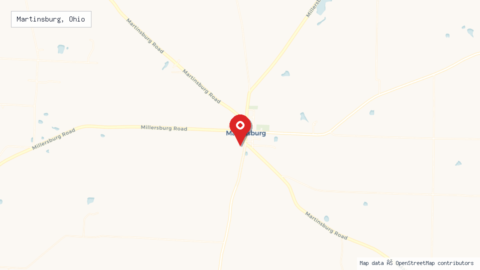 Street map of Martinsburg, Ohio with location pin