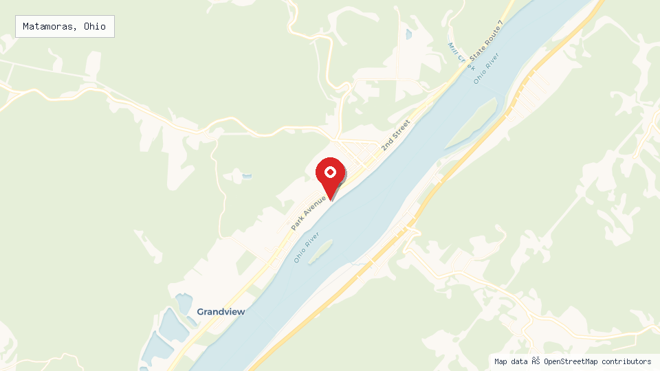 Street map of Matamoras, Ohio with location pin