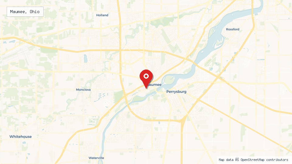 Street map of Maumee, Ohio with location pin