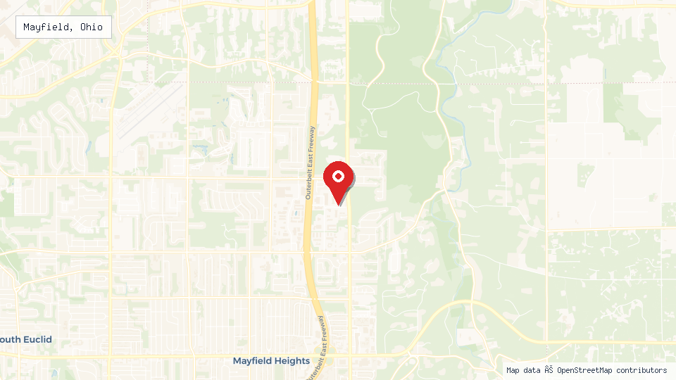 Street map of Mayfield, Ohio with location pin