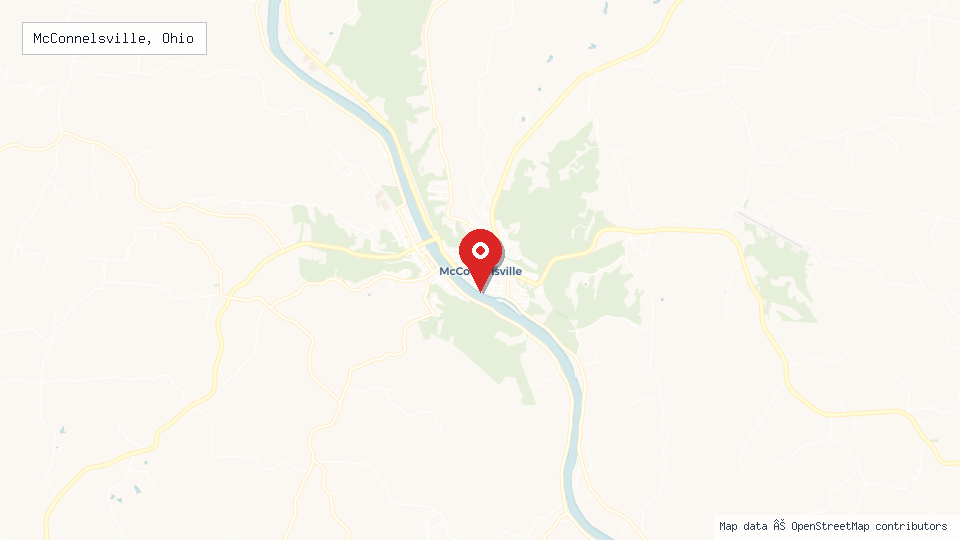 Street map of McConnelsville, Ohio with location pin