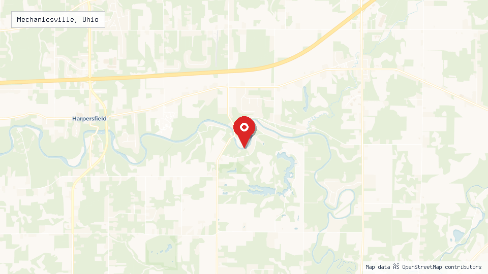 Street map of Mechanicsville, Ohio with location pin
