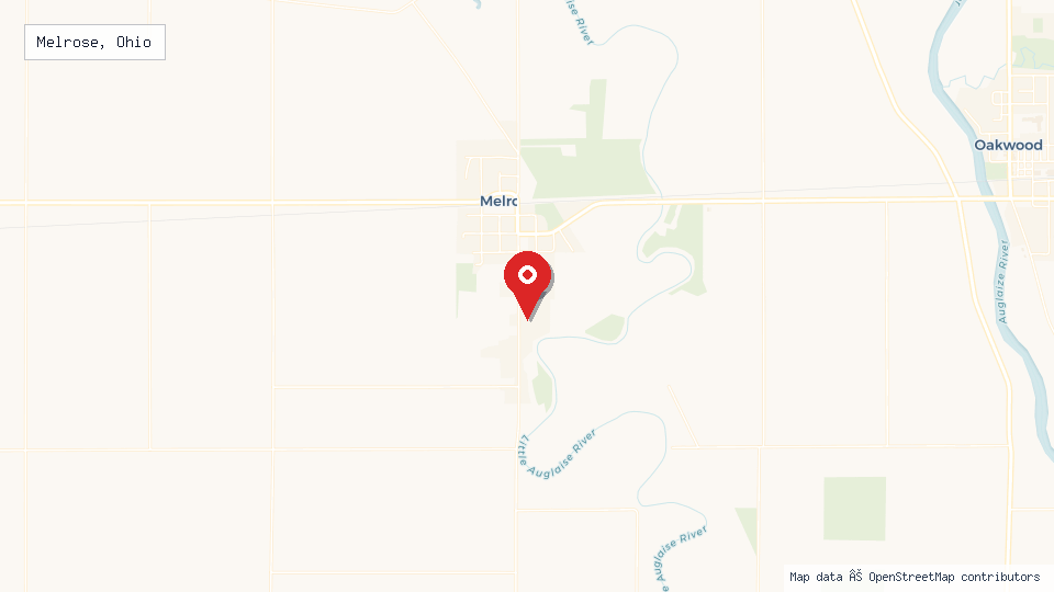 Street map of Melrose, Ohio with location pin