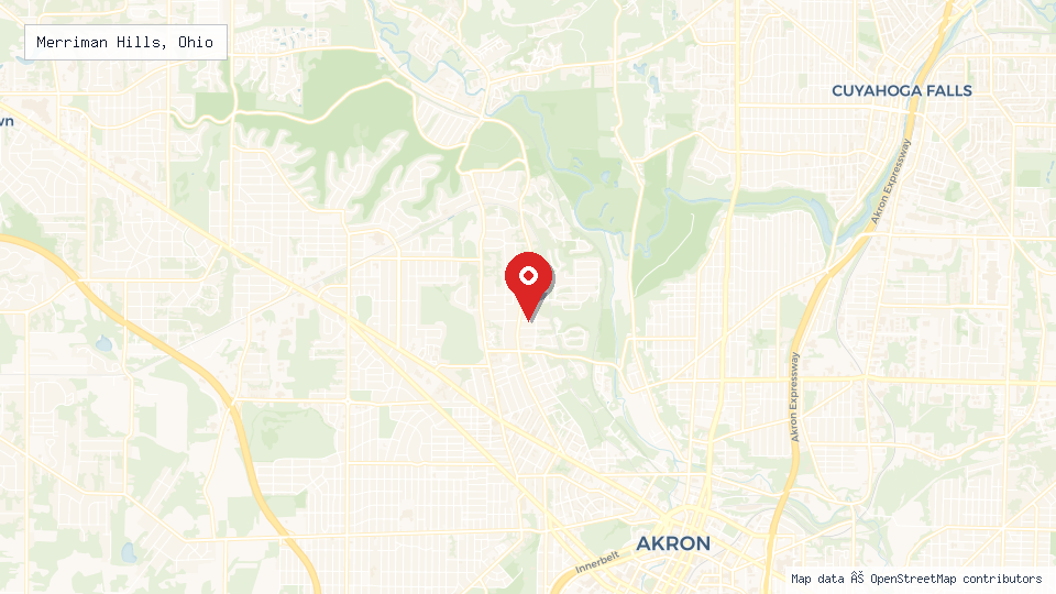 Street map of Merriman Hills, Ohio with location pin