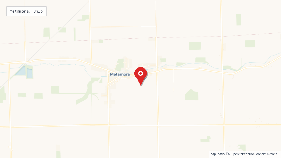 Street map of Metamora, Ohio with location pin