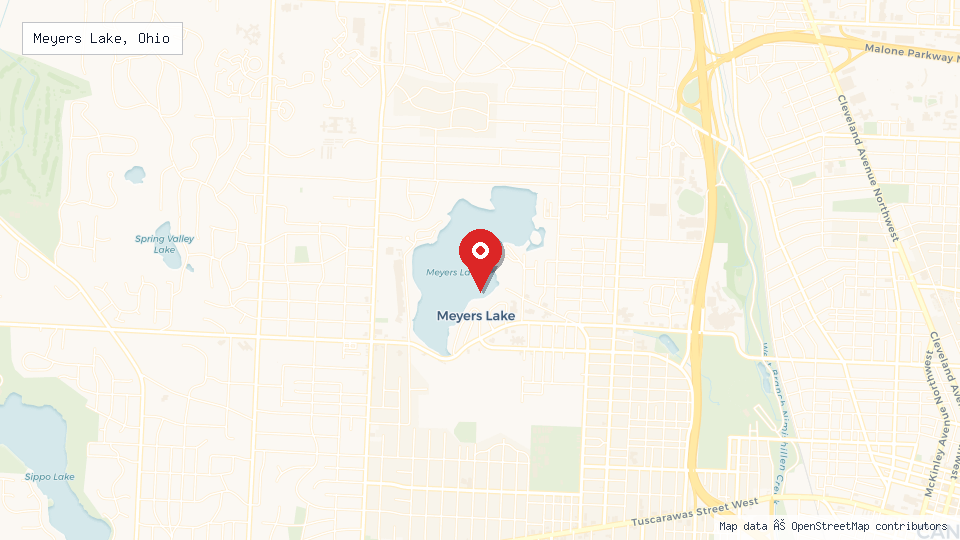 Street map of Meyers Lake, Ohio with location pin