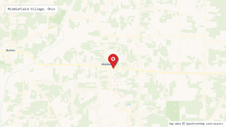 Street map of Middlefield Village, Ohio with location pin