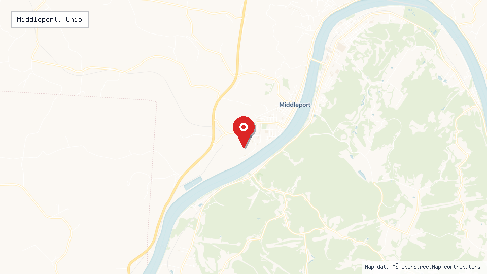 Street map of Middleport, Ohio with location pin