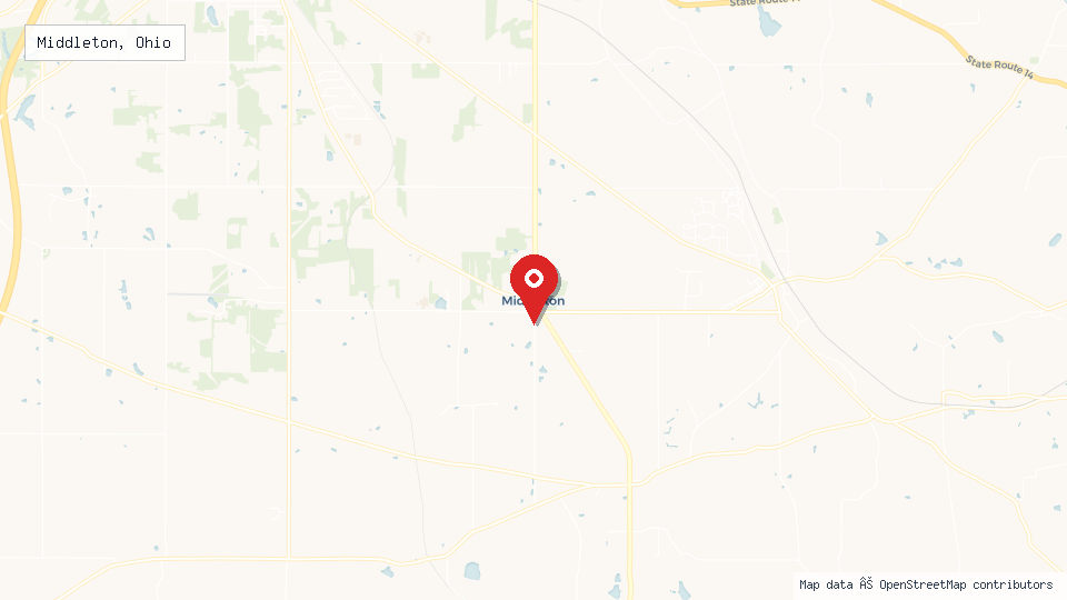 Street map of Middleton, Ohio with location pin