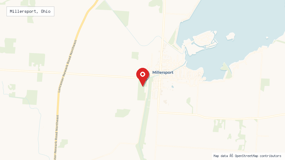 Street map of Millersport, Ohio with location pin