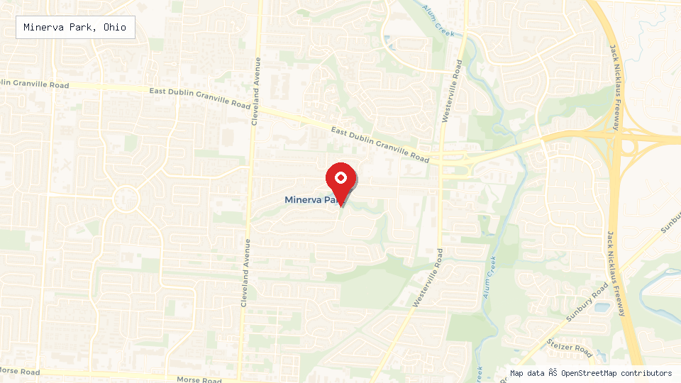 Street map of Minerva Park, Ohio with location pin