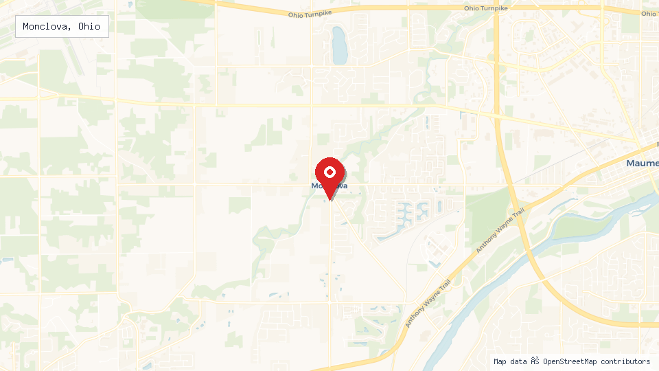 Street map of Monclova, Ohio with location pin