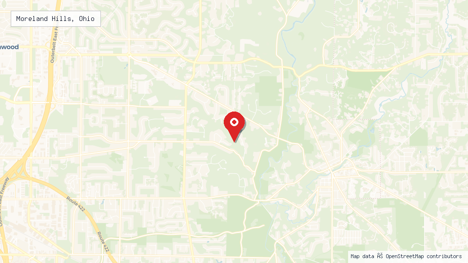 Street map of Moreland Hills, Ohio with location pin