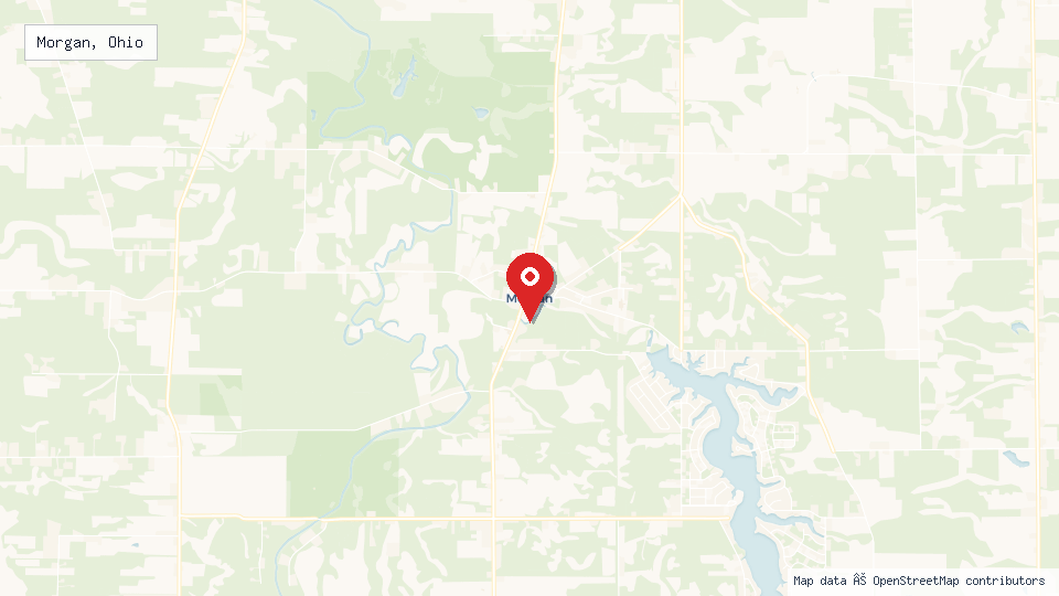 Street map of Morgan, Ohio with location pin
