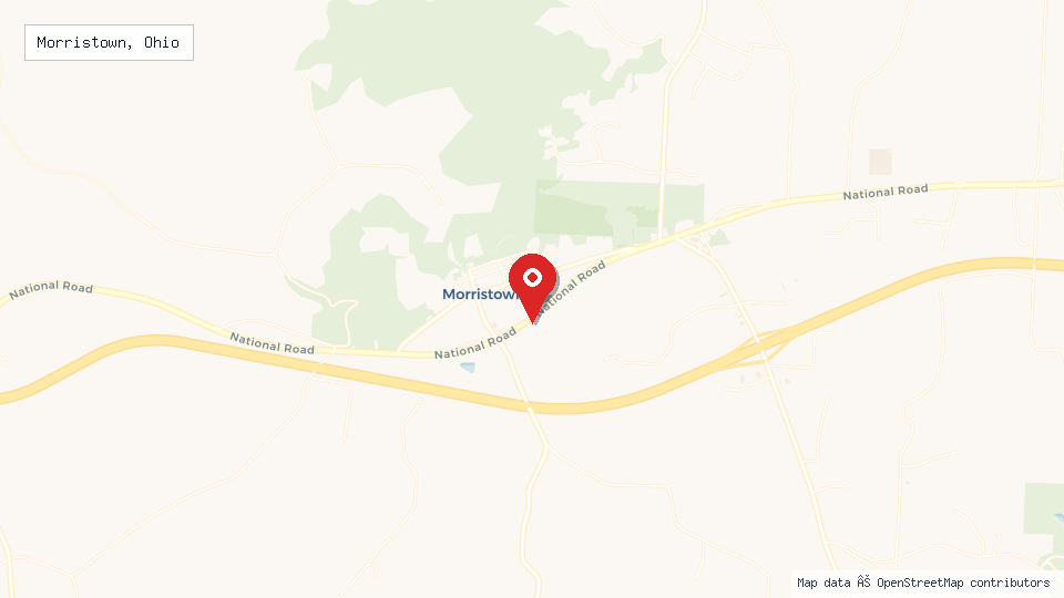 Street map of Morristown, Ohio with location pin