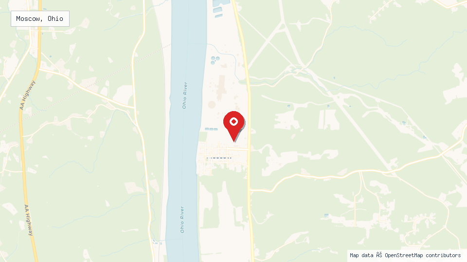 Street map of Moscow, Ohio with location pin