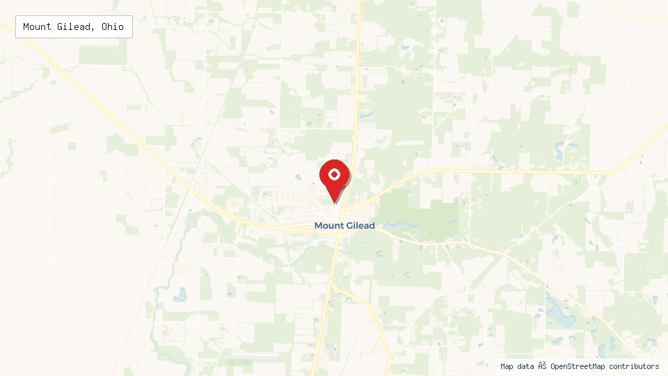 Street map of Mount Gilead, Ohio with location pin