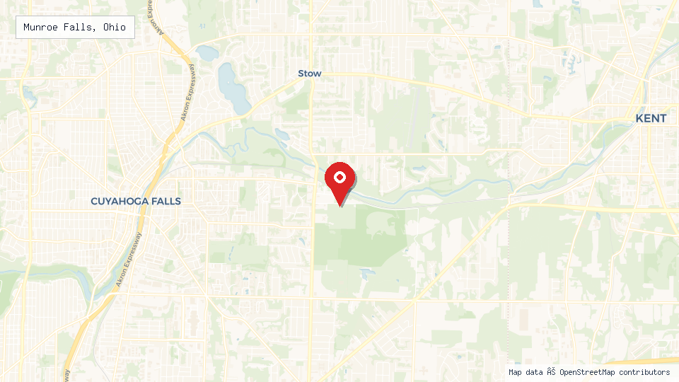 Street map of Munroe Falls, Ohio with location pin