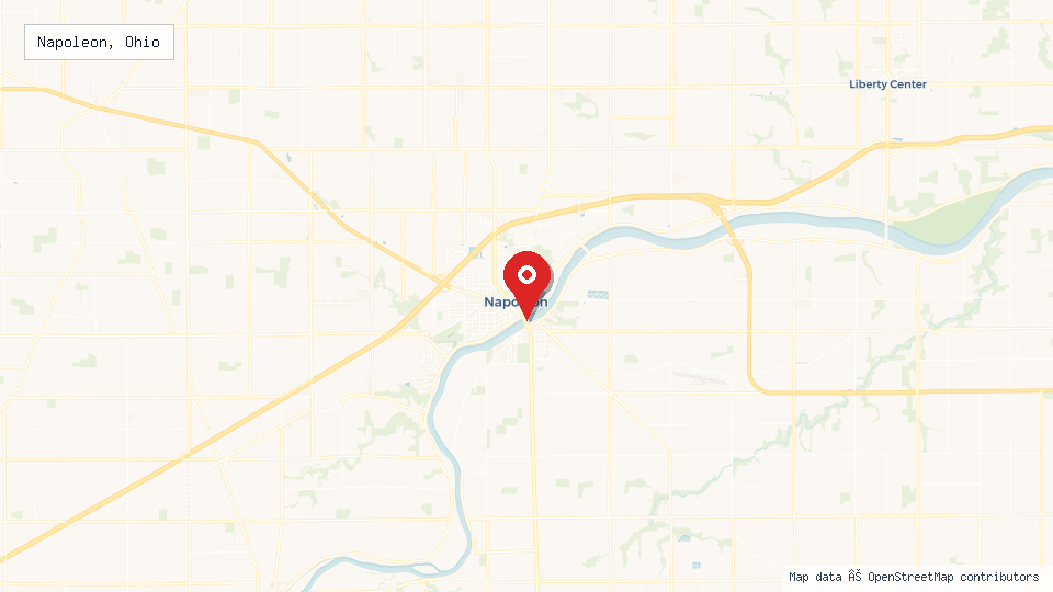 Street map of Napoleon, Ohio with location pin