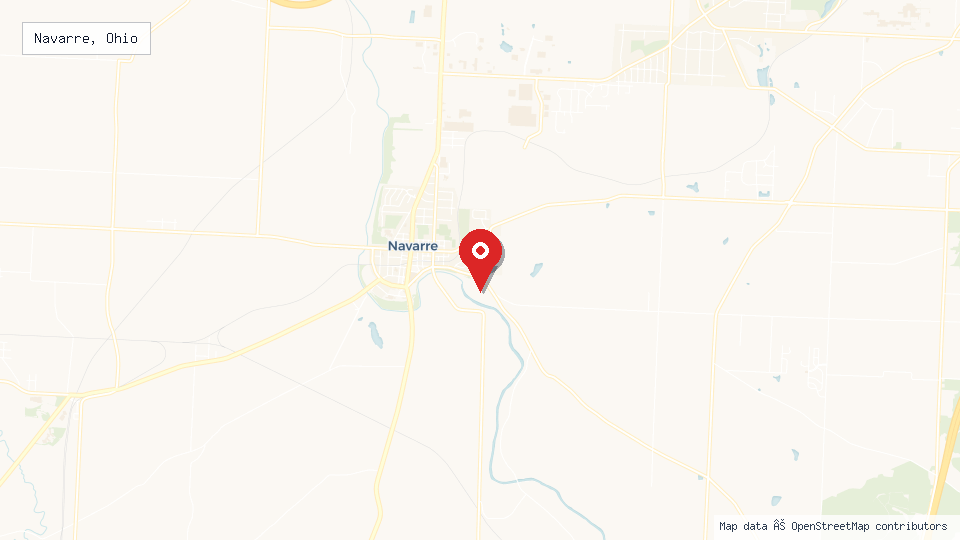 Street map of Navarre, Ohio with location pin