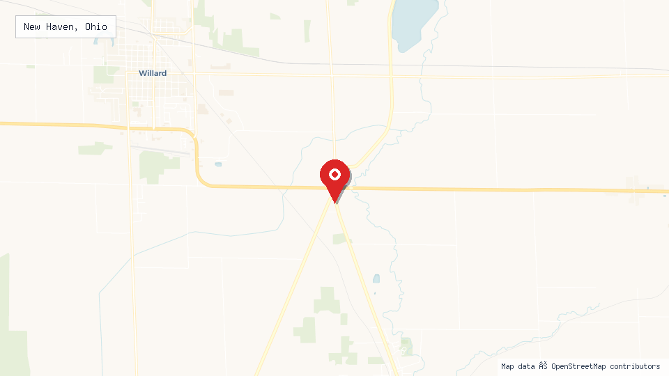 Street map of New Haven, Ohio with location pin