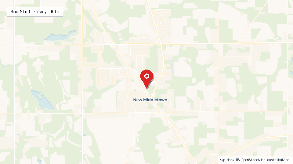 Street map of New Middletown, Ohio with location pin