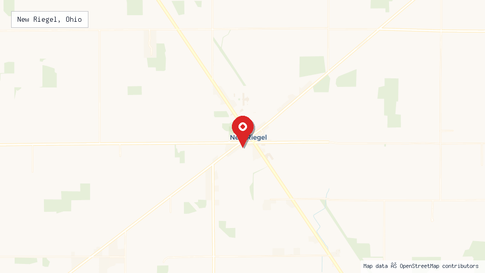 Street map of New Riegel, Ohio with location pin