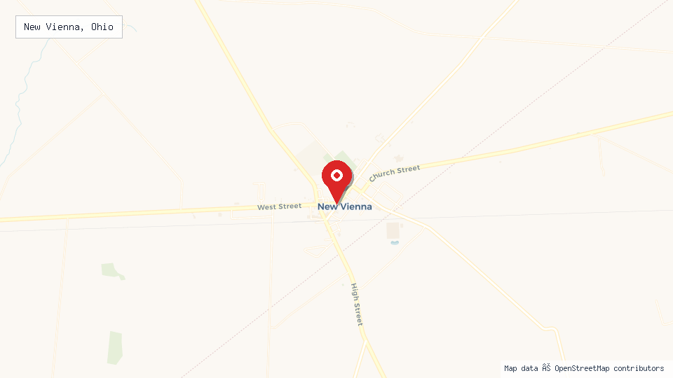 Street map of New Vienna, Ohio with location pin