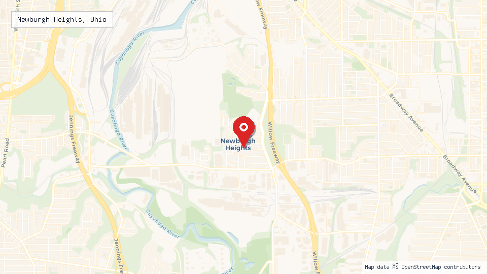Street map of Newburgh Heights, Ohio with location pin