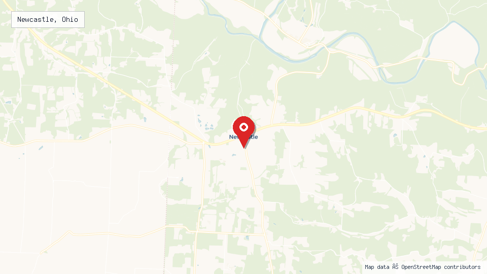 Street map of Newcastle, Ohio with location pin