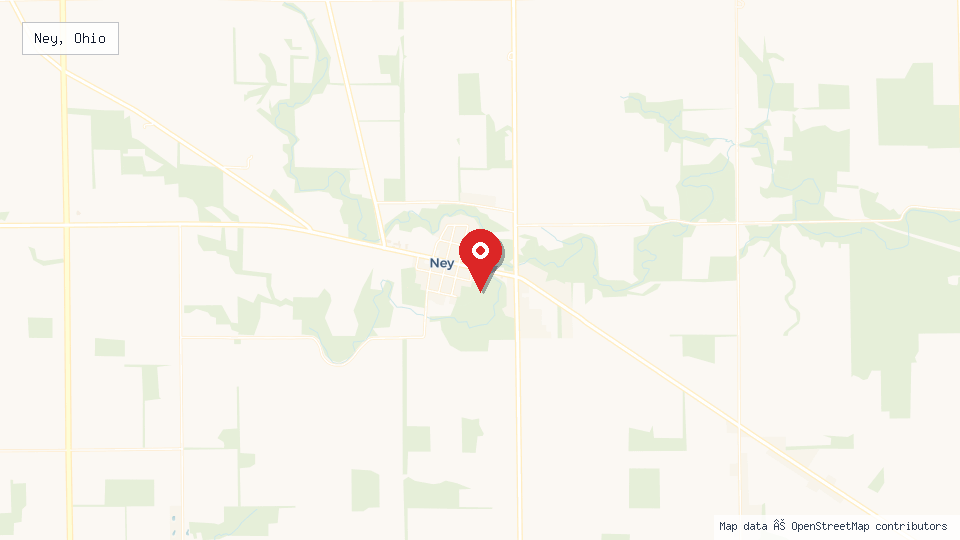 Street map of Ney, Ohio with location pin