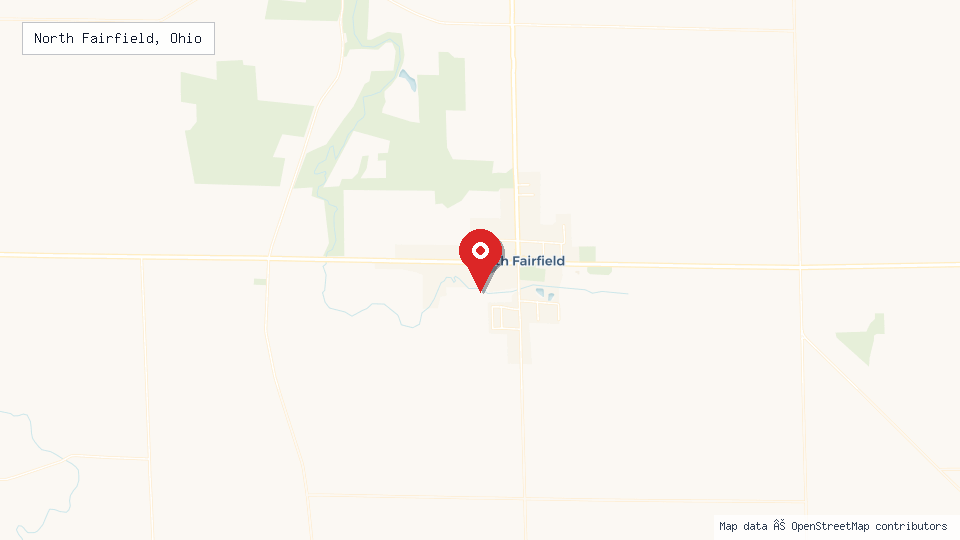 Street map of North Fairfield, Ohio with location pin