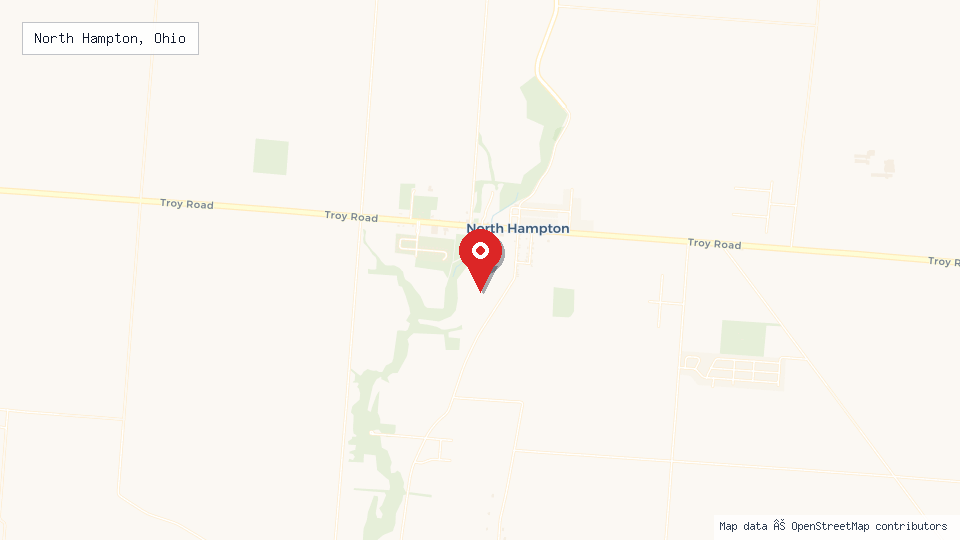 Street map of North Hampton, Ohio with location pin
