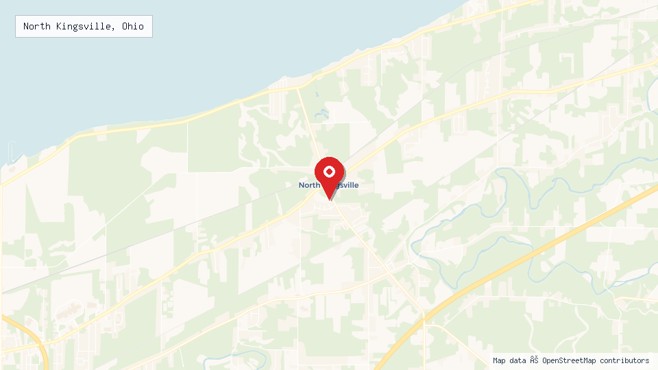 Street map of North Kingsville, Ohio with location pin