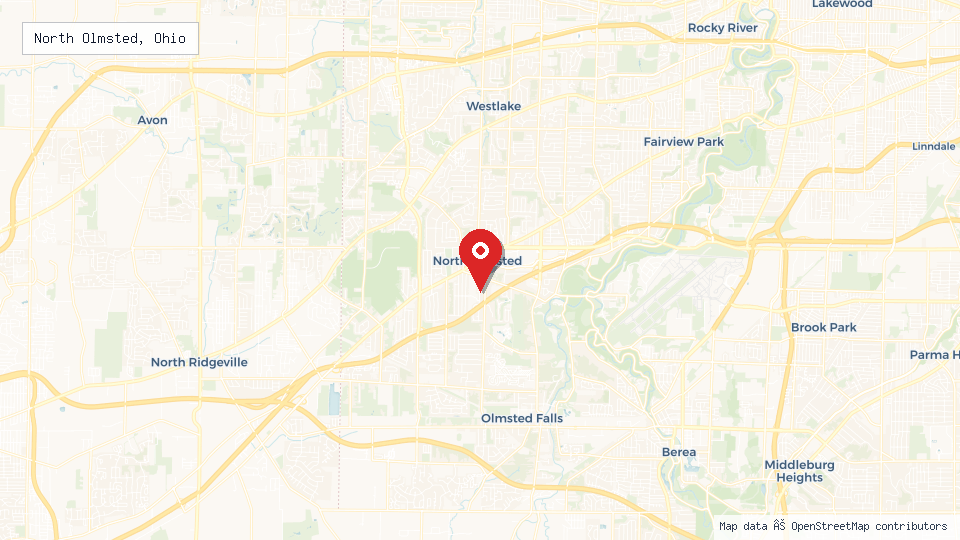 Street map of North Olmsted, Ohio with location pin