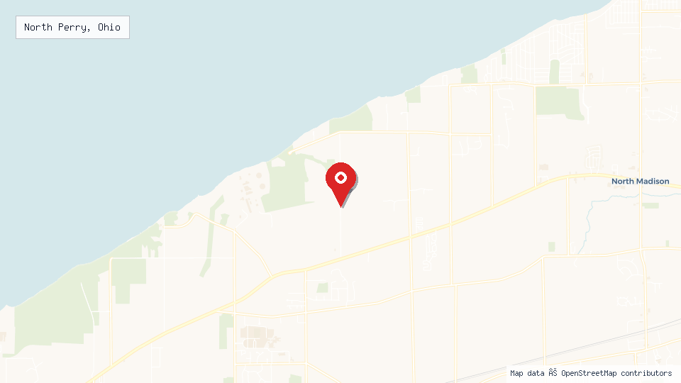Street map of North Perry, Ohio with location pin