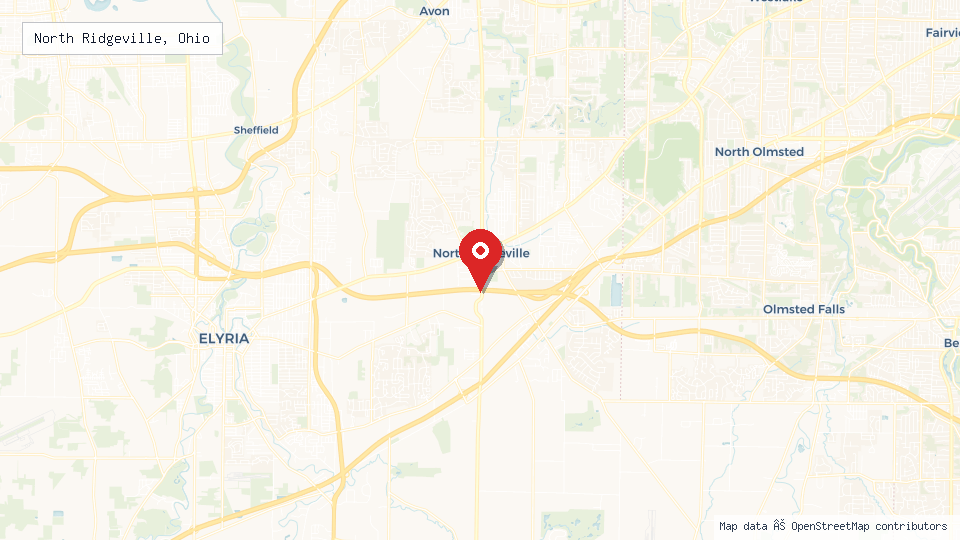 Street map of North Ridgeville, Ohio with location pin