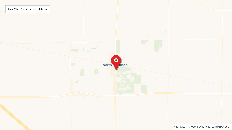 Street map of North Robinson, Ohio with location pin