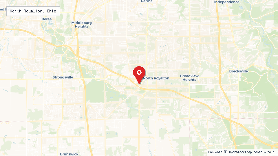 Street map of North Royalton, Ohio with location pin