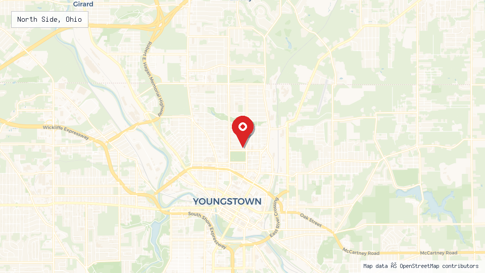 Street map of North Side, Ohio with location pin