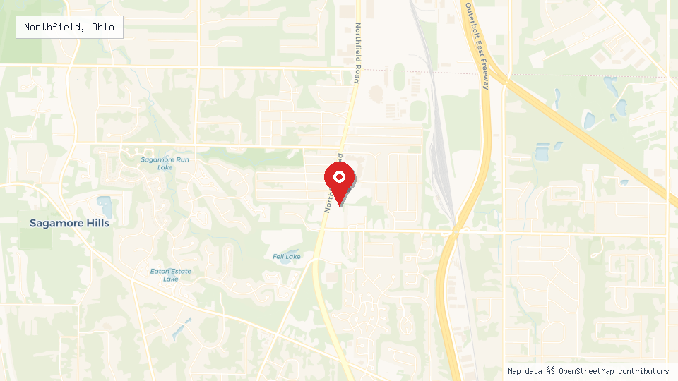 Street map of Northfield, Ohio with location pin