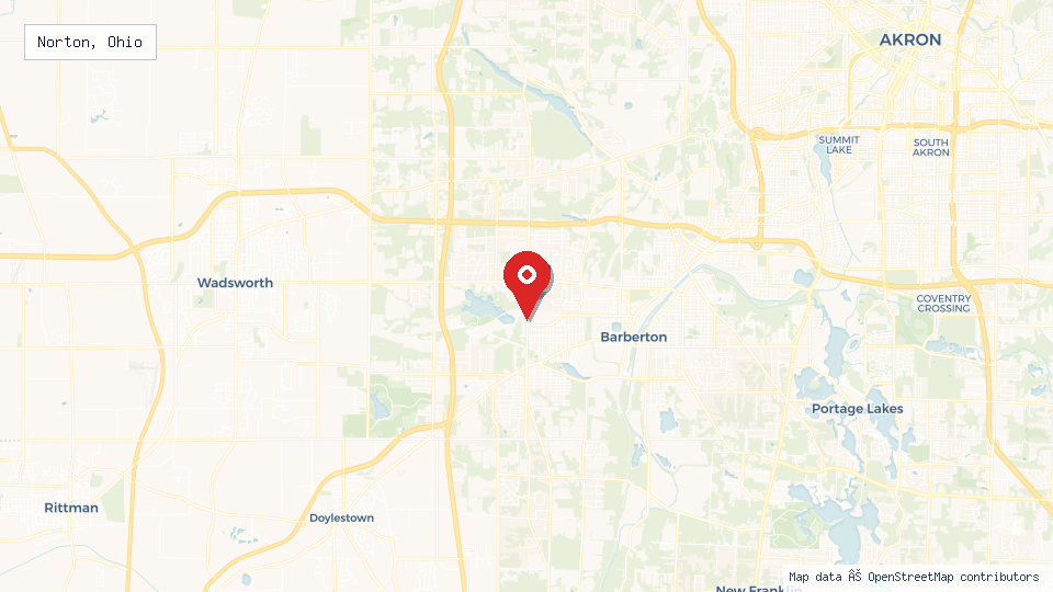 Street map of Norton, Ohio with location pin