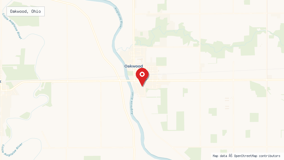 Street map of Oakwood, Ohio with location pin