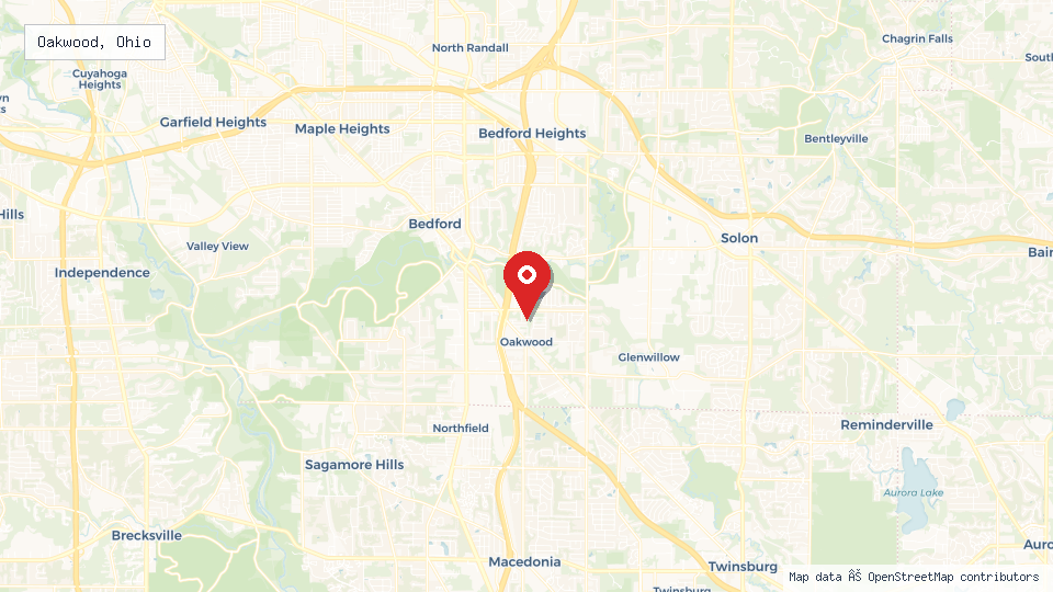 Street map of Oakwood, Ohio with location pin