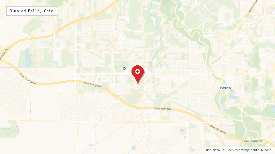 Street map of Olmsted Falls, Ohio with location pin